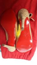 ✨NEUVES Escarpins CHRISTIAN LOUBOUTIN CUIR DORE ET TALONS LIEGE - Neuves Private T38